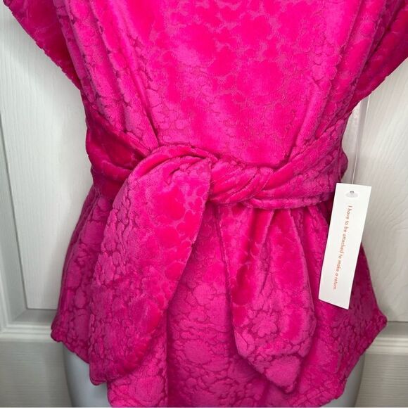 Modcloth I Want Velour Velour Velour Bodysuit Floral Texture Fuchsia Hot Pink M - Picture 8 of 13